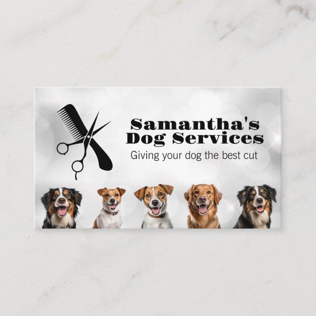 Variety of Dogs | Grooming Tools Business Card (Front)