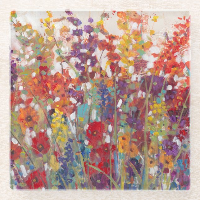 Variety of Flowers Glass Coaster (Front)