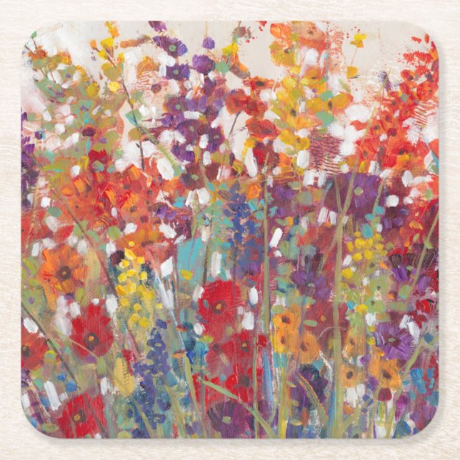 Variety of Flowers Square Paper Coaster (Front)