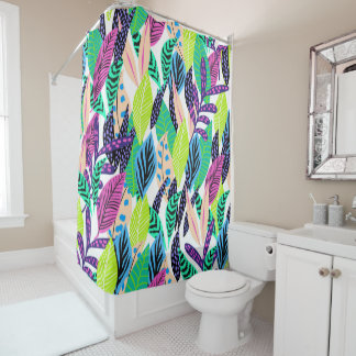 Variety of Funky Pastel Leaves Shower Curtain
