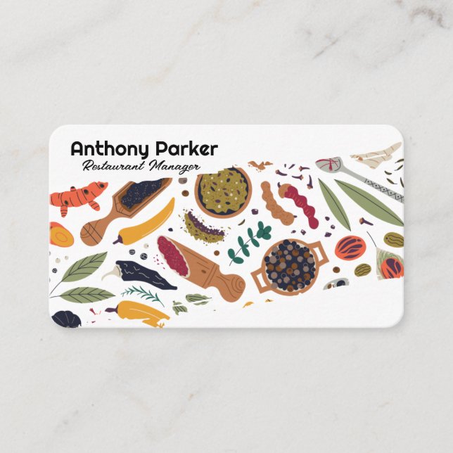 Variety of Herbs Spices and Seeds | Culinary  Business Card (Front)