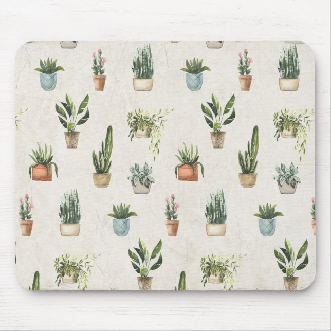 variety of potted plants watercolor mouse mat (Front)