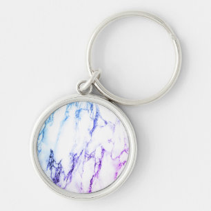 Variety of Purples and Blueish Vein Marble Look Key Ring