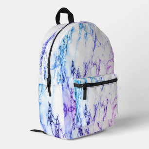 Variety of Purples and Blueish Vein Marble Look Printed Backpack