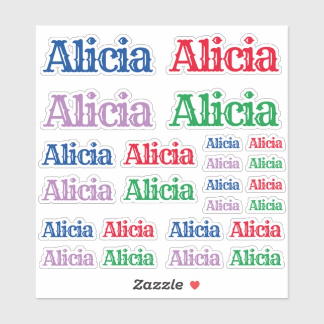 Variety of Sizes of the Name Alicia (Sheet)