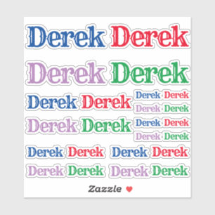 Variety of Sizes of the Name Derek