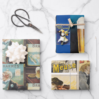 Variety Pack of three (3) designs of  Wrapping Paper Sheet