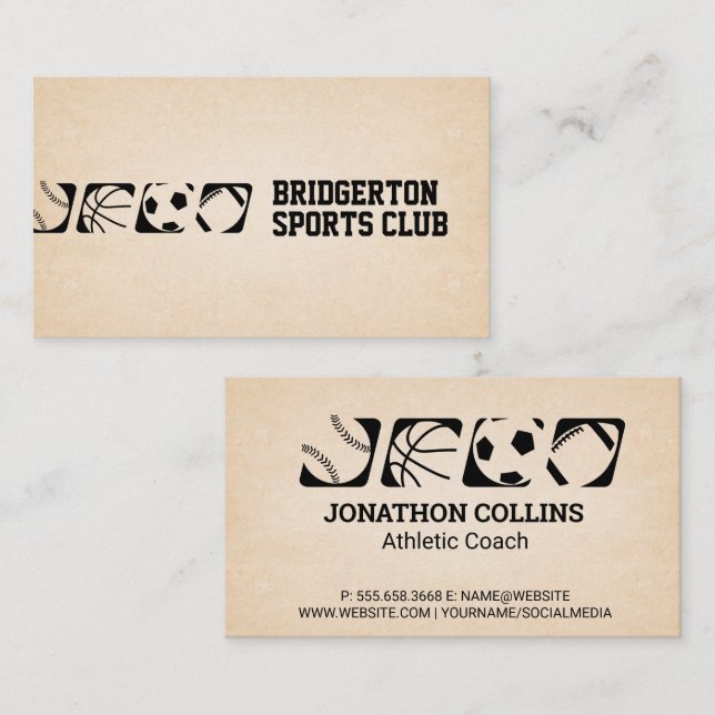 Variety Sports Ball Icons | Athletics Business Card (Front/Back)