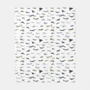 Various American Military Aeroplanes Fleece Blanket