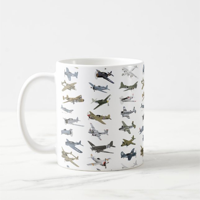 Various American WW2 Aeroplanes Coffee Mug (Left)