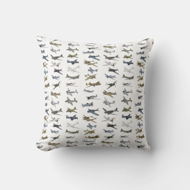 Various American WW2 Aeroplanes Cushion (Front)