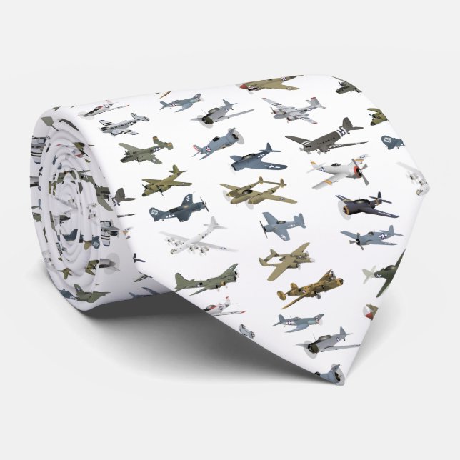 Various American WW2 Aeroplanes Tie (Rolled)