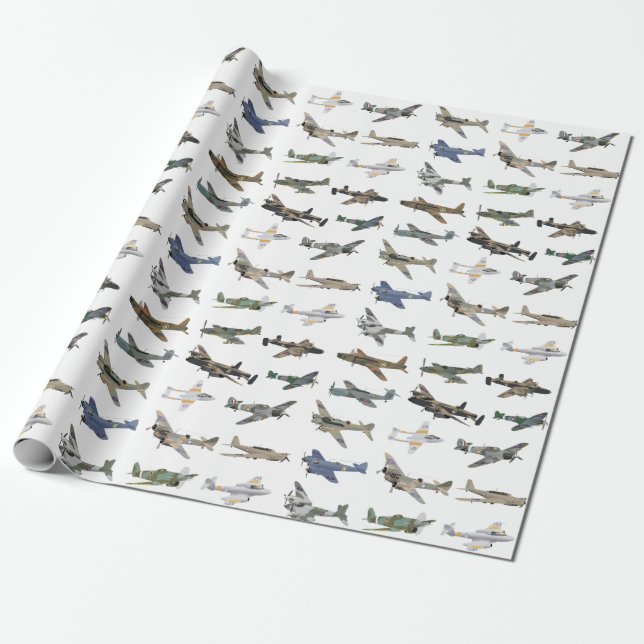 Various British WW2 Aeroplanes Wrapping Paper (Unrolled)