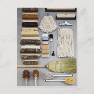 Various brush heads and mops postcard