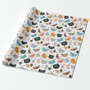 Various cat faces pattern wrapping paper
