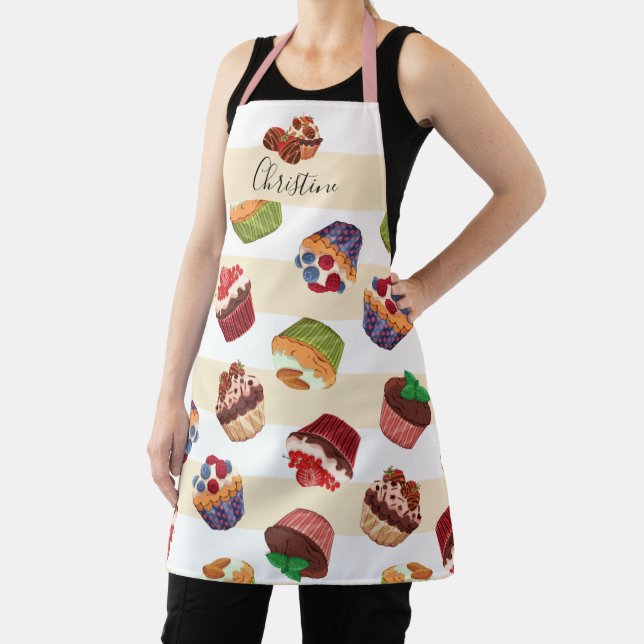 Various colourful cupcakes pattern custom apron (Insitu)