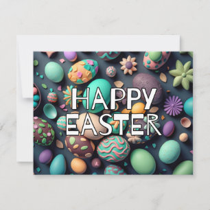 Various Colourful Delicious Easter Eggs Holiday Card