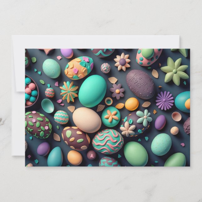 Various Colourful Delicious Easter Eggs Holiday Card (Front)