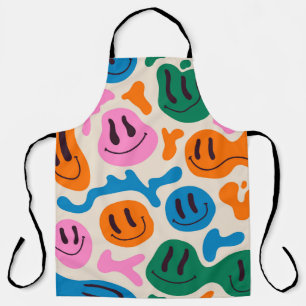Various colourful melting smiling Faces. Lava lamp Apron