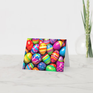 Various Colourful Retro Easter Eggs Holiday Card