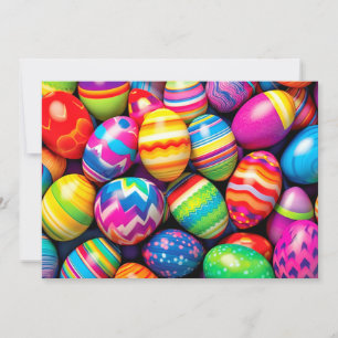 Various Colourful Retro Easter Eggs Holiday Card