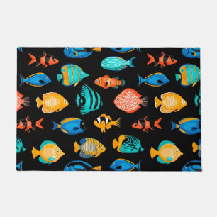 Various colourful tropical fish pattern doormat
