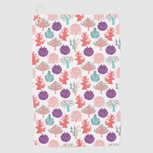 Various corals deep sea plants pattern golf towel (Front)