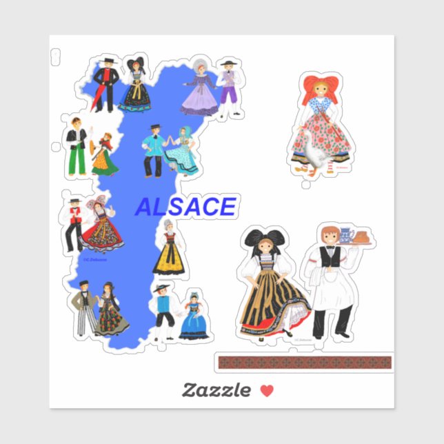 Various costumes from Alsace, France (Sheet)