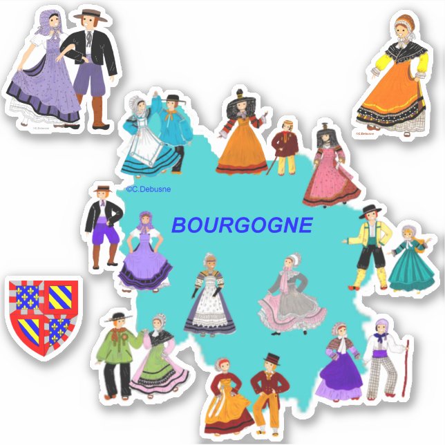 Various costumes from Burgundy, France (Front)