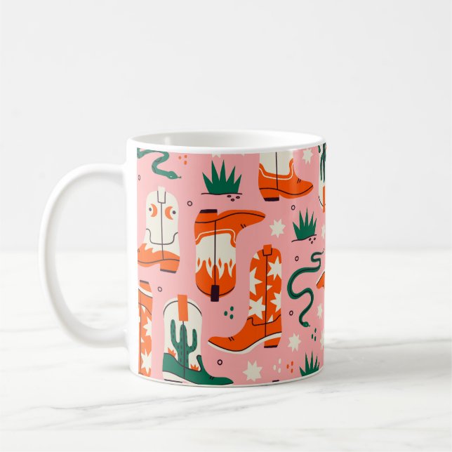 Various cowboy boots pattern coffee mug (Left)