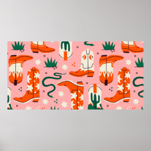 Various cowboy boots pattern poster