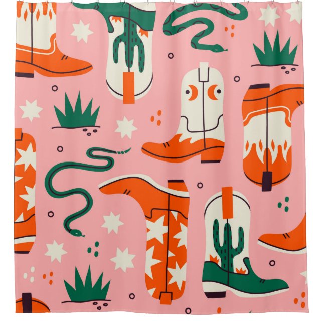 Various cowboy boots pattern shower curtain (Front)
