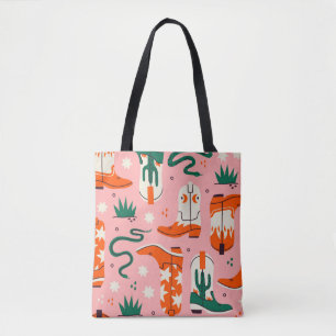 Various cowboy boots pattern tote bag