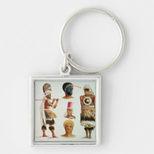 Various Dancing Costumes Worn at Nakello, Fiji Key Ring