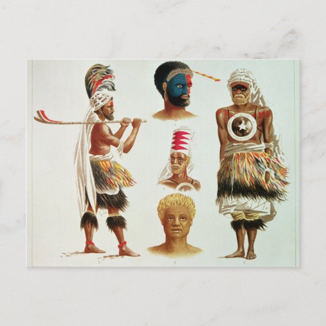 Various Dancing Costumes Worn at Nakello, Fiji Postcard (Front)