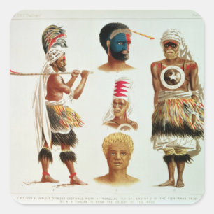 Various Dancing Costumes Worn at Nakello, Fiji Square Sticker
