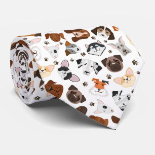 Various dog breed pattern tie