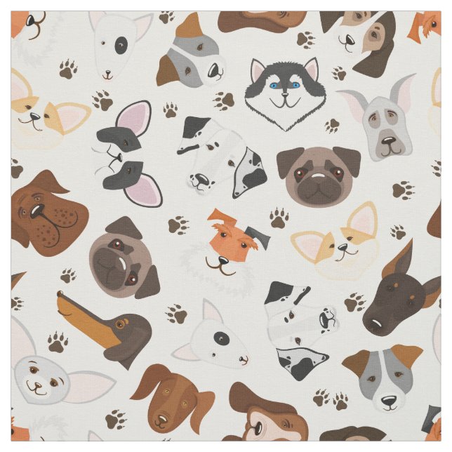 Various dog breeds pattern  fabric (Swatch)