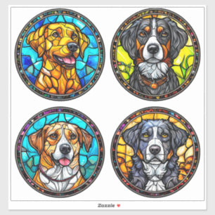 Various Dog Breeds Stained Glass