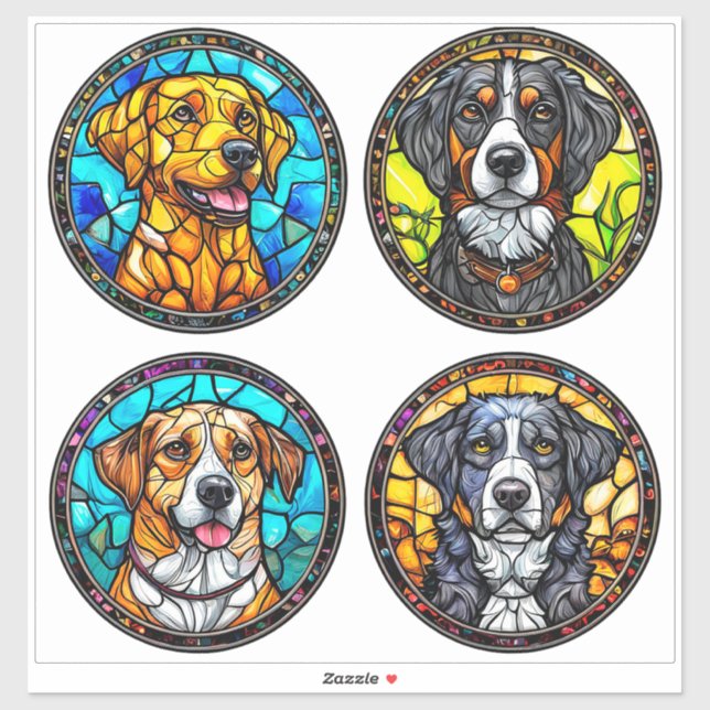 Various Dog Breeds Stained Glass (Sheet)