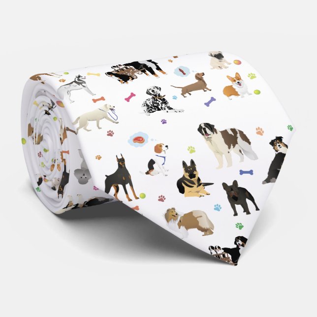 Various Dogs Pattern Tie (Rolled)