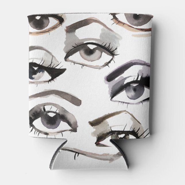 Various eyes, lashes, makeup design. can cooler (Front)