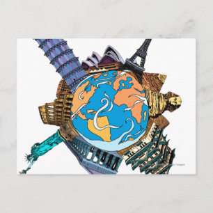 Various famous places of the world postcard
