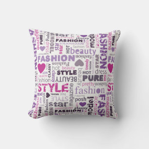 Various Fashion and Style Words in a Collage Cushion
