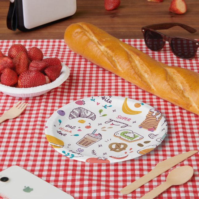 Various Food and Drink  Paper Plate (Picnic)