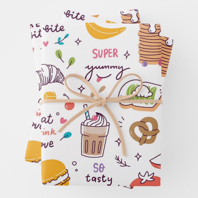 Various Food and Drink  Wrapping Paper Sheet (In situ)