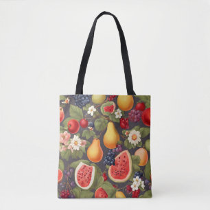 Various Fruits, Lush Leaves and Wonderful Flowers Tote Bag