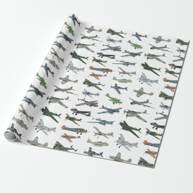 Various German WW2 Aeroplanes Wrapping Paper (Unrolled)