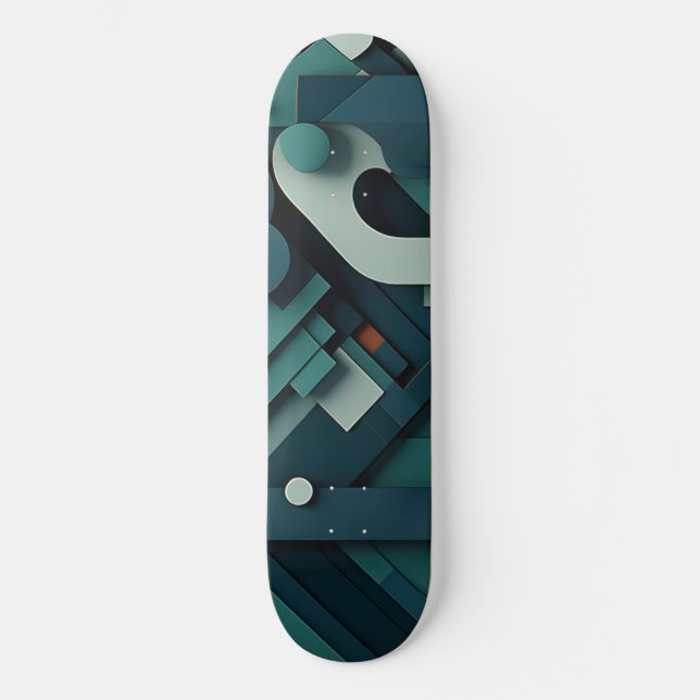 Various green shapes layered skateboard (Front)