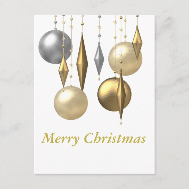 various hanging Christmas bauble Holiday Postcard (Front)